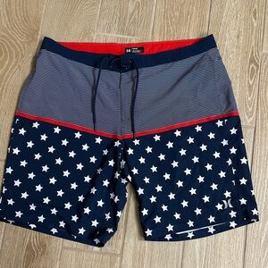 Hurley Men's Blue and Red Star Board Shorts